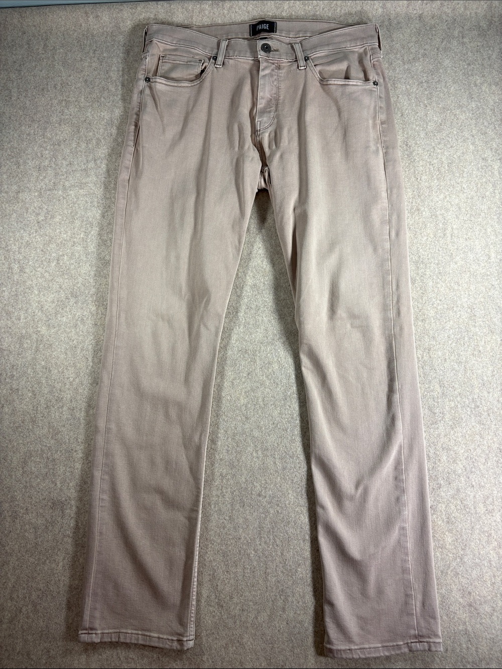 PAIGE Federal Slim Straight Pants Mens 33 Neutral Khaki Tan Transcend EUC